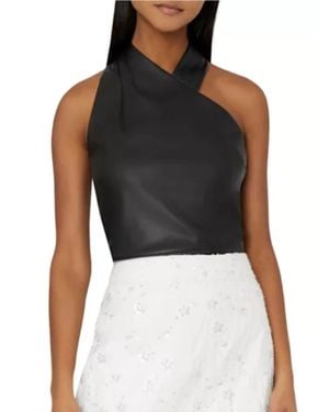 MILLY Preston Vegan Leather Top - Black