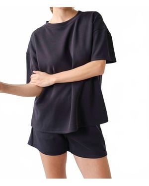 Mono B Luxe Sand Wash Rib Classic Tee Set - Blue