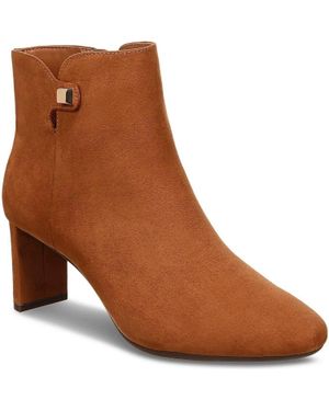Alfani Paam Boots Suede Almond Toe Block Heel Bootie Lion281 - Brown