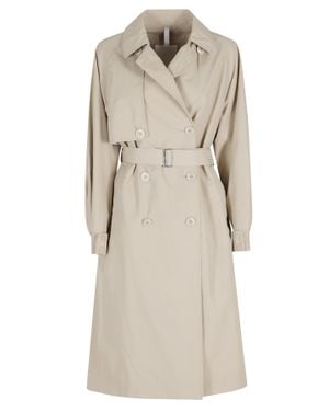 DUNO Oat Subarna Double-Breasted Waist Belt Cotton Trench Coat - Natural