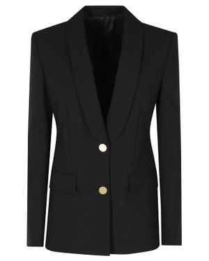 Alberta Ferretti Tropical Wool Buttons Viscose-Blend Blazer - Black