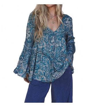 Three Bird Nest Brea Paisley Print Top - Blue