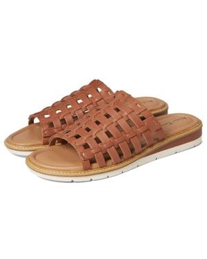 Me Too Arien Sandals Leather Open Toe Slip On Slide Htat1543 - Brown