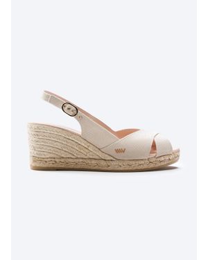 VISCATA Llansa Canvas Espadrille Sandal Wedges - White