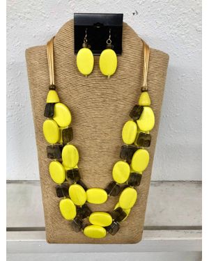 International Durus Four Strands Cord Necklace Set - Yellow
