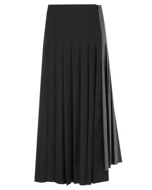 Department 5 Marina Dual Design Checkered Pleated Midi Skirt - Black