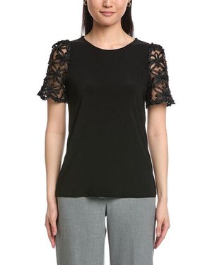 Anne Klein Mixed Media Top - Black