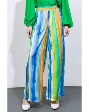 TRUEDAMES Take Me Dancing Woven Satin Pants - Blue