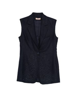Twinset Night Floral Sleeveless Blazer - Blue