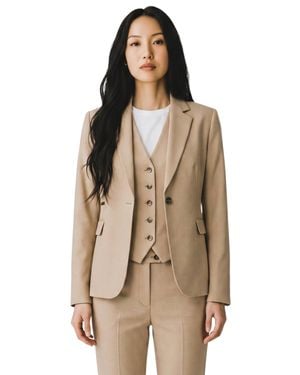 TruClothing Cream Prince Of Wales 3 Piece Tailored Formal Suit - Brown