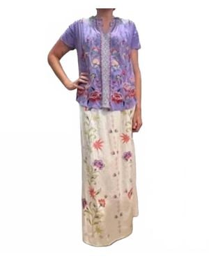 Johnny Was Calista High Slit Linen Skirt - Purple