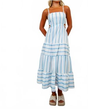Rosa Clothing Stripe Backless Sun Dress - Blue