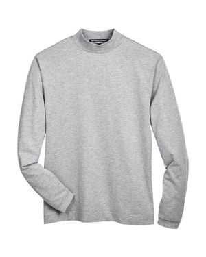 Devon & Jones Sueded Jersey Mock Neck T-Shirt - Gray