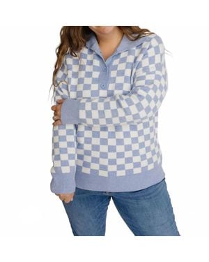 Dear Lover Sierra Checkered Sweater - Blue