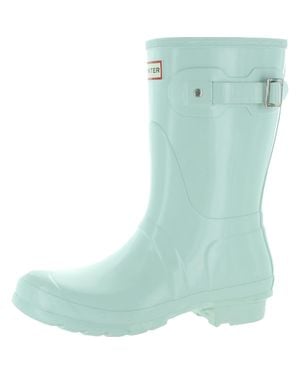 HUNTER Original Short Gloss Rubber Mid-Calf Rain Boots - Green