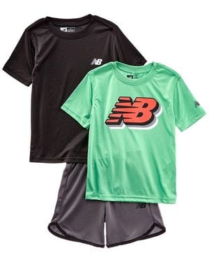 New Balance 3Pc T-Shirt & Short Set - Green