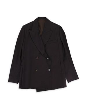 EFTYCHIA Different Sides Double Breasted Dark Jacket - Black