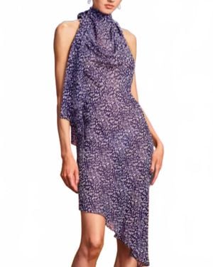 Deity Silk Cowl Halter Dress - Purple