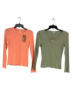 Eddie Bauer Infinity Slub Meadowood Rib Long Sleeve Tops Set Of 2 - Green