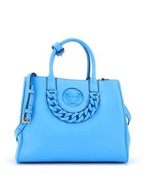 Versace La Medusa Convertible Tote Bag Leather Large - Blue