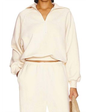 WellBeing + BeingWell Layne Half Zip Pullover Sweatshirt - White