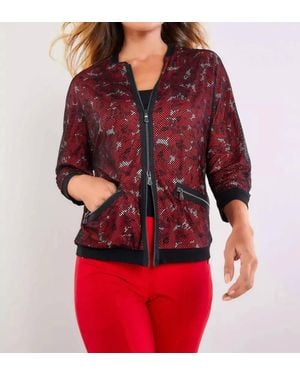 Anatomie Petal Printed Jersey Bomber Jacket - Red