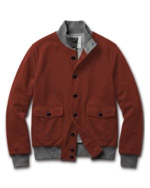 BLUSONARY Rust-Colored Blouson Jacket With Contrasting Details - Brown