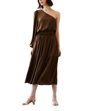 GRADE & GATHER Starla One Shoulder Dress - Brown