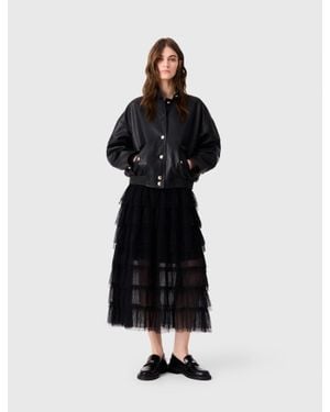 Maje Tulle Midi Skirt - Black