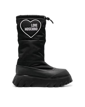 Love Moschino Cotton Drawstring Closure Boots - Black