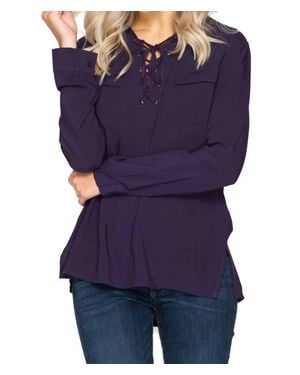 She + Sky Lace Up Shirt - Purple