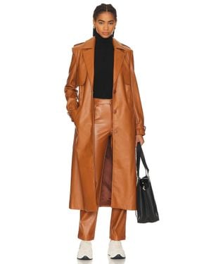 Bardot Faux Leather Trench Coat - Orange