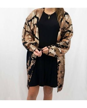 Jodifil Metallic Paint Drip Print Cardigan - Black