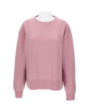 Extreme Cashmere Crewneck Wool Blend Sweater With Ribbed Trim - Pink