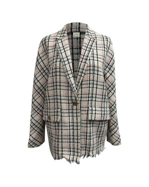 Maje Tweed Plaid Blazer - Black
