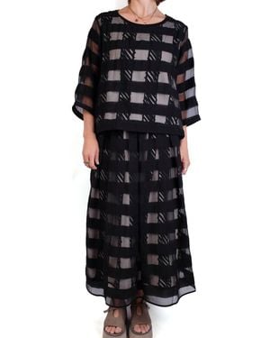 Luukaa Overlay Stripe Maxi Skirt - Black