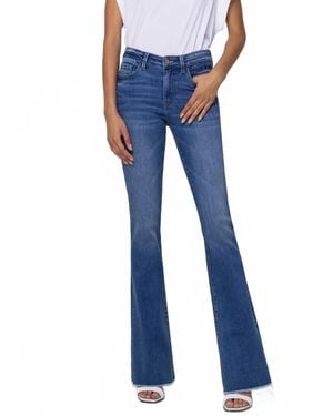 VERVET BY FLYING MONKEY Mid Rise Raw Hem Flare Jeans - Blue