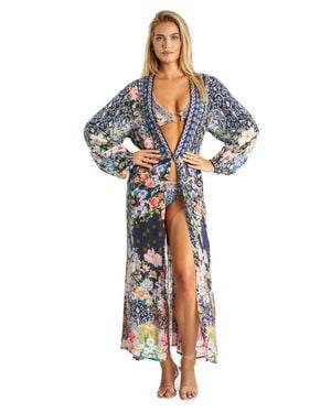 La Moda Clothing Rosalind Wrap 2 Way Sleeve Maxi Dress - Multicolor
