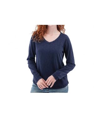 Old Ranch Layla Organic V-Neck Top - Blue