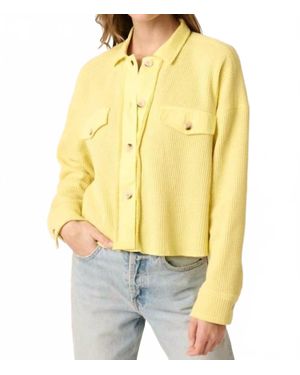Mittoshop Waffle Knit Cropped Shacket - Yellow