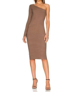 Monrow Super Soft One Shoulder Dress - Brown