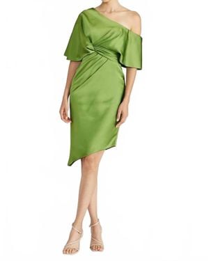 THEIA Polly Satin Cocktail Dress - Green