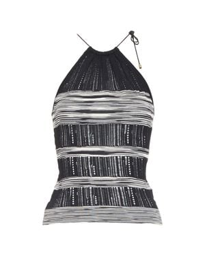 Missoni Striped Open Knit Halter Top - Gray