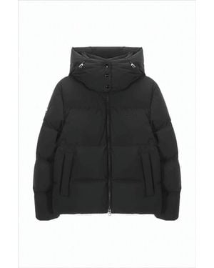 Duvetica Cropped Down Puffer Jacket With High Collar And Adjustable Hood - Black