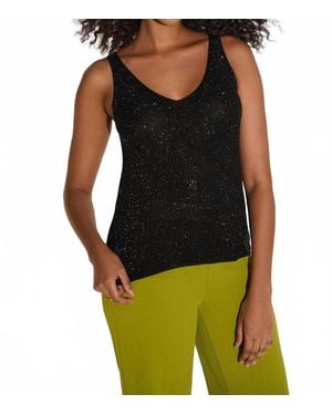 Joseph Ribkoff Metallic Knitted Camisole With Rhinestones - Black