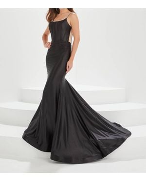 Tiffany Designs Off Shoulder Corset Mermaid Dress - Black