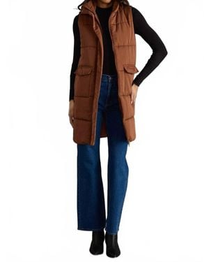 Panache Long Puffer Vest - Blue