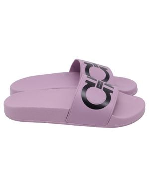 Ferragamo Groovy Dual Gancini Slide Sandals - Purple