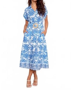 Charlie b Printed Eyelet Cotton Dress - Blue