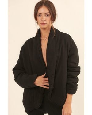 TRUEDAMES A Solid Woven Jacket - Black